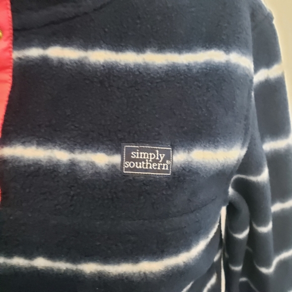 Simply Southern Blue Tie Dye Striped Snap Front Pullover Jacket Sweater Small - Picture 3 of 8